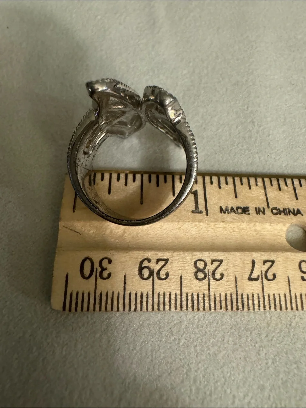 Avon Silver-Tone Pave Butterfly Ring